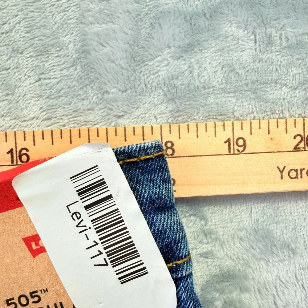 Levis 505 Regular Fit Stretch Jeans Mens 36x32 Blue Denim Mid Rise NWT